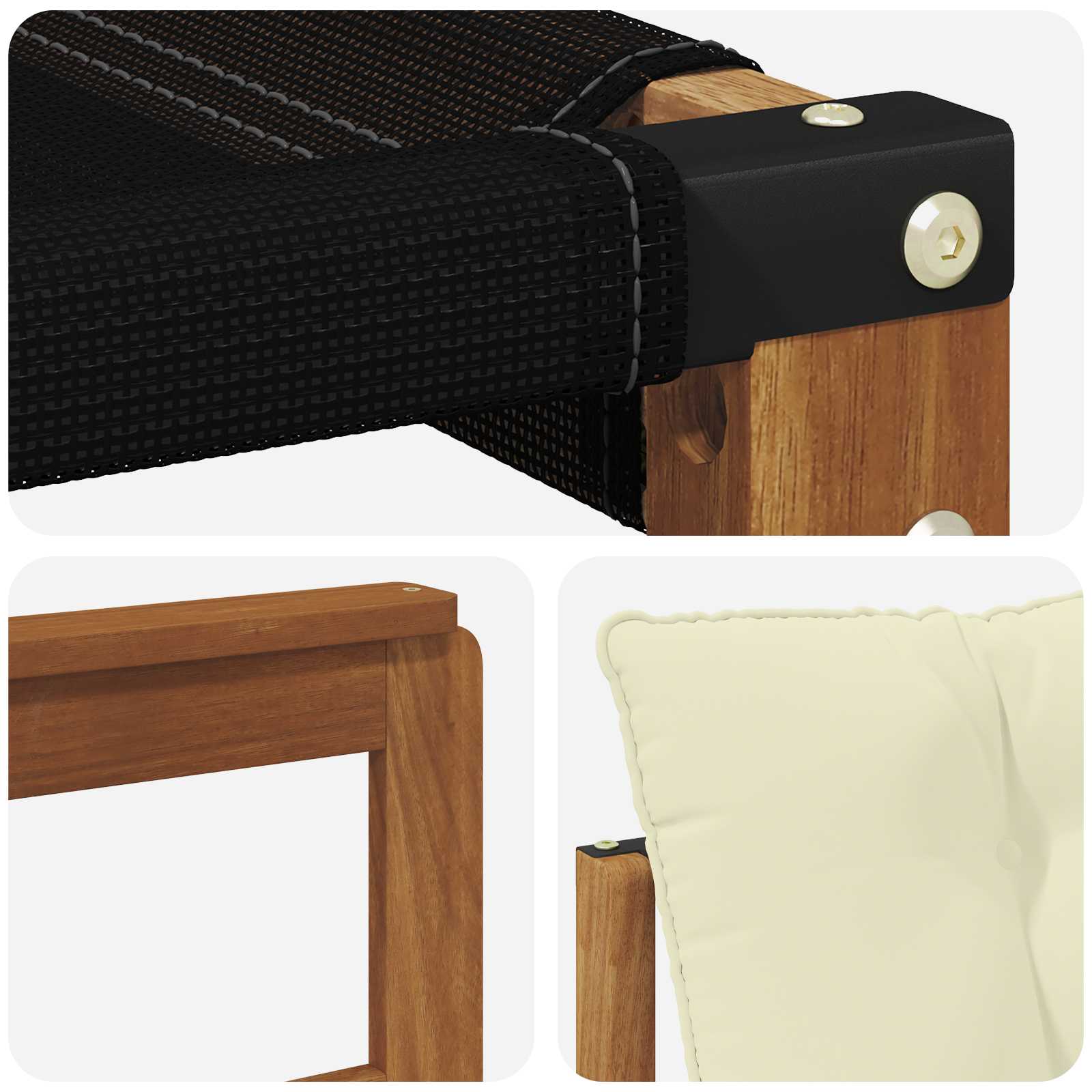 Kültéri kanapé szett párnával 3 pcs természetes és krémszínű