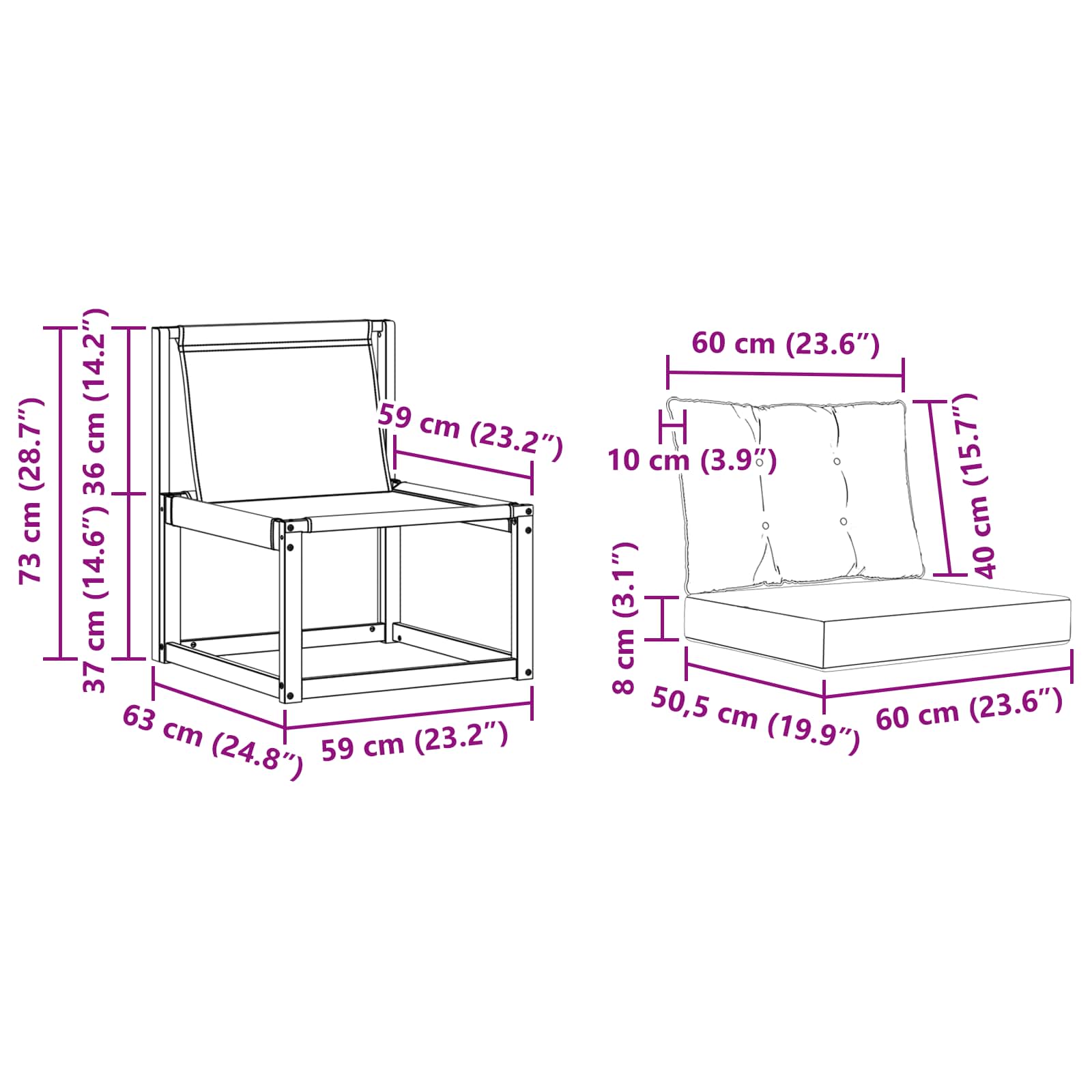 Kültéri kanapé szett párnával 3 pcs természetes és krémszínű
