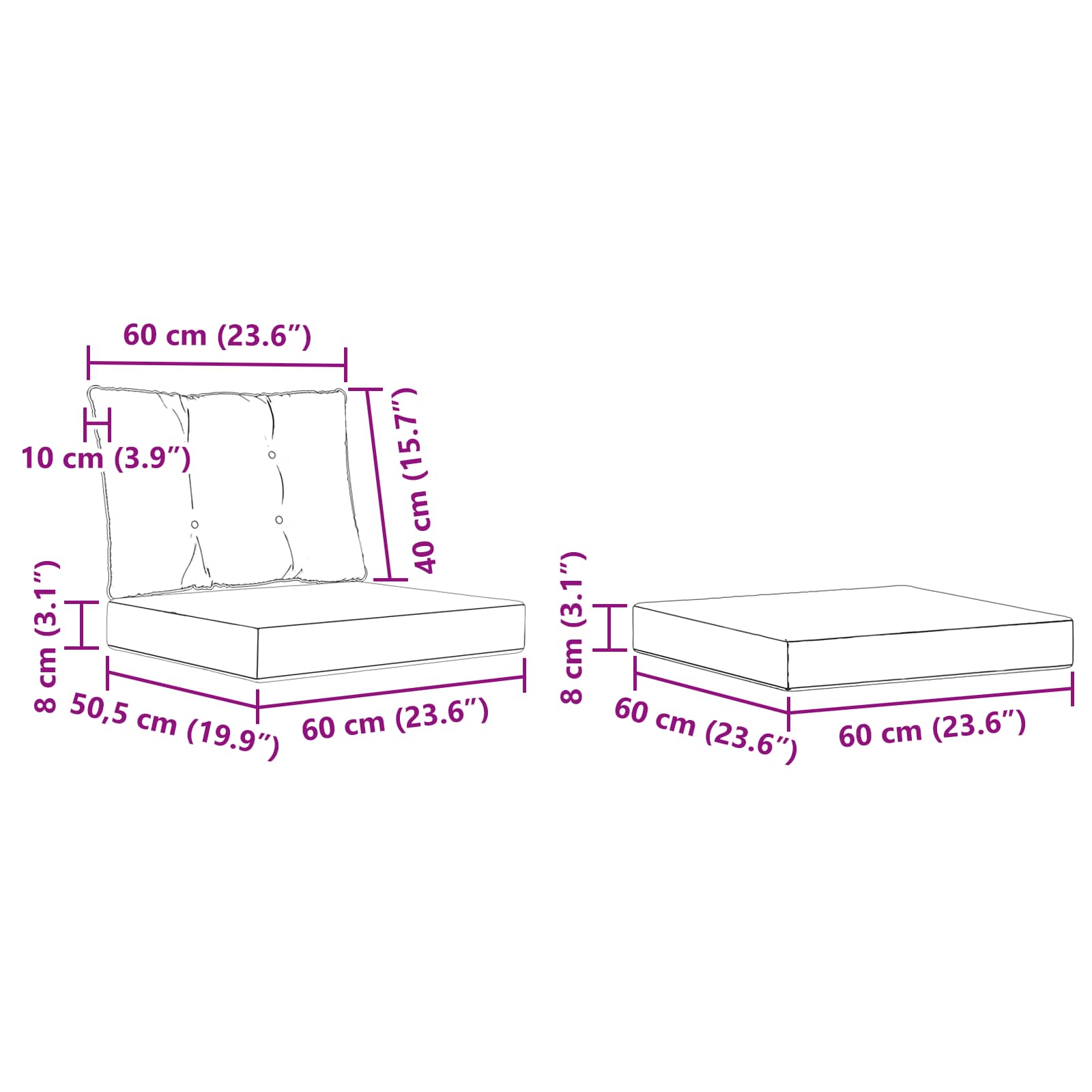 Kültéri kanapé szett párnával 4 pcs természetes és krémszínű