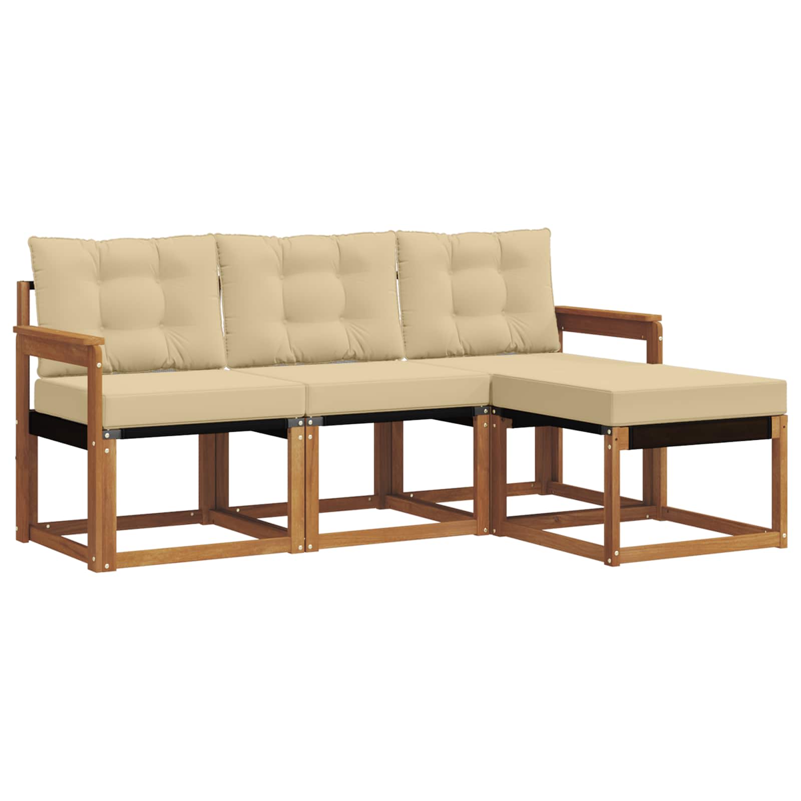 Kültéri kanapé szett párnával 4 pcs természetes és bézs