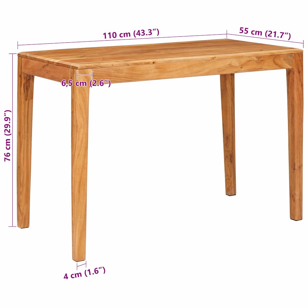 Étkezőasztal barna 110 x 55 x 76 cm tömör akácfa