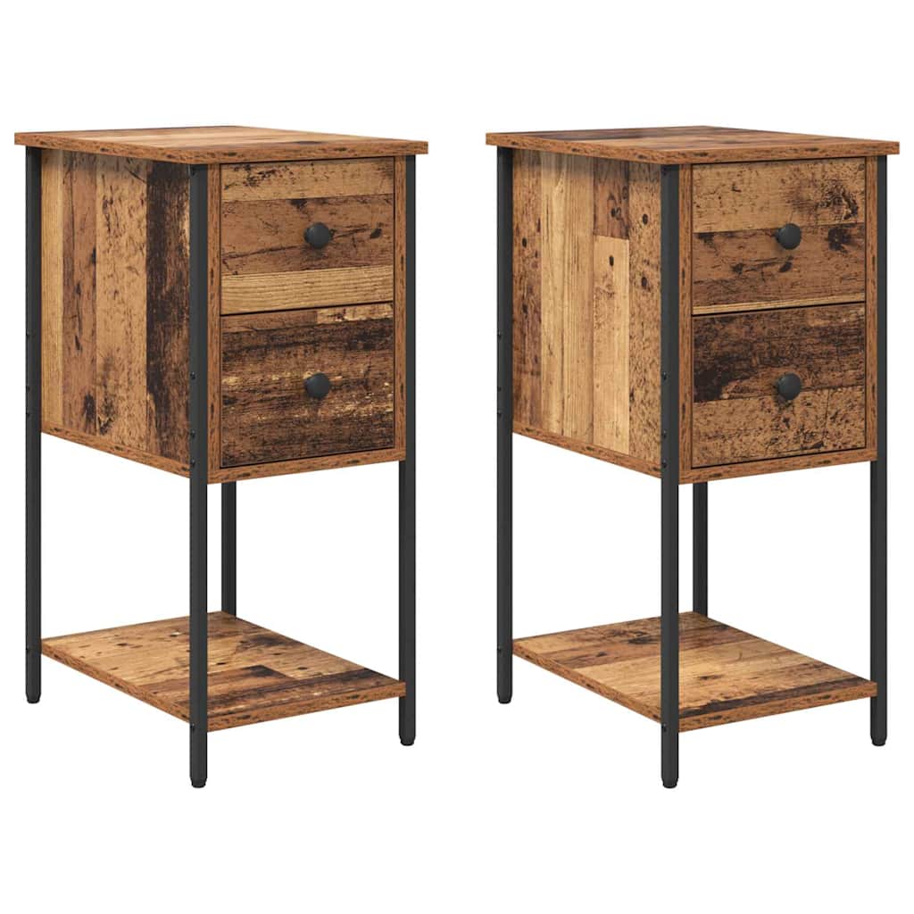 Éjjeliszekrény fiókkal 2 pcs régi fa 32 x 42 x 70 cm faanyag