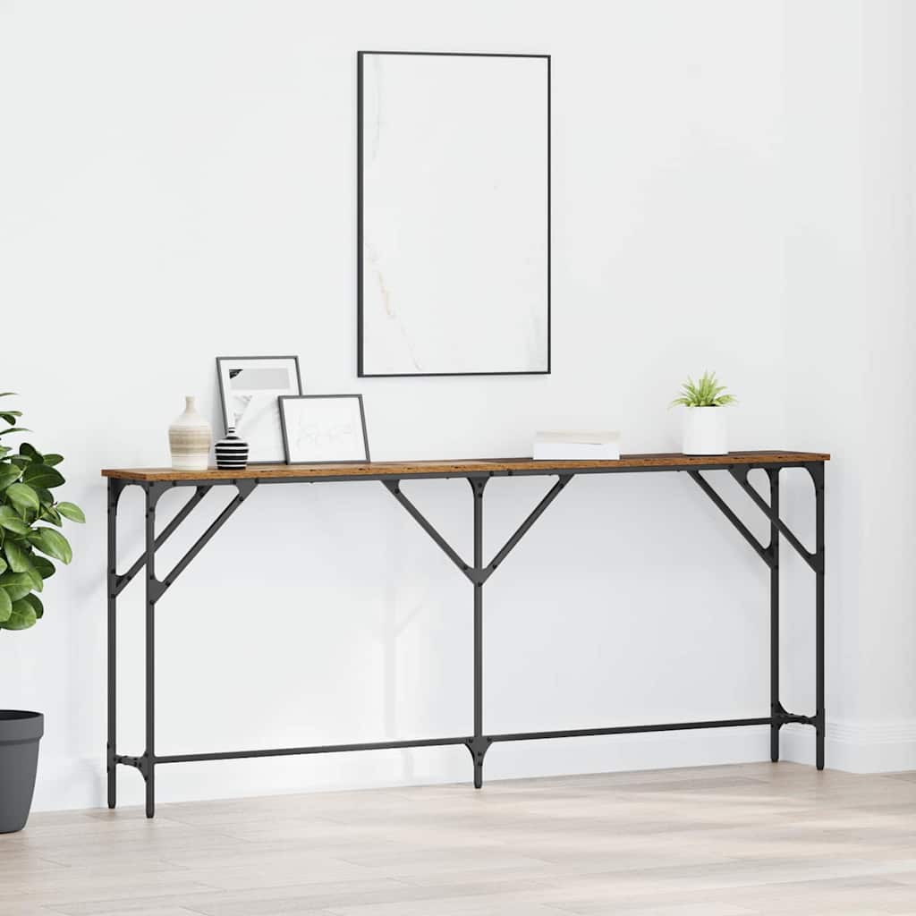 Konzolasztal öreg fa 180 x 23 x 75 cm műgyantás fa és fém
