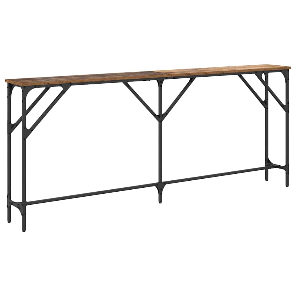 Konzolasztal öreg fa 180 x 23 x 75 cm műgyantás fa és fém