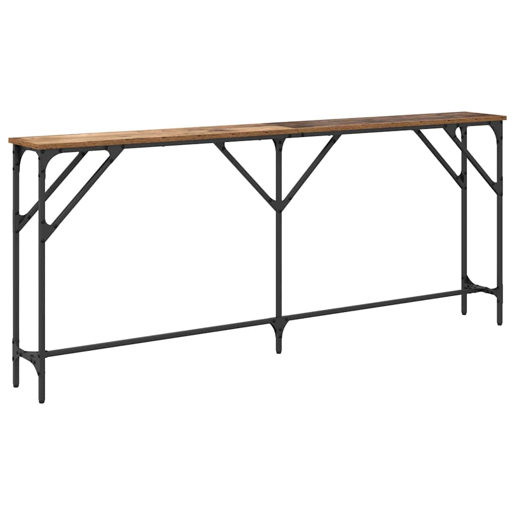 Konzolasztal öreg fa 180 x 23 x 75 cm műgyantás fa és fém