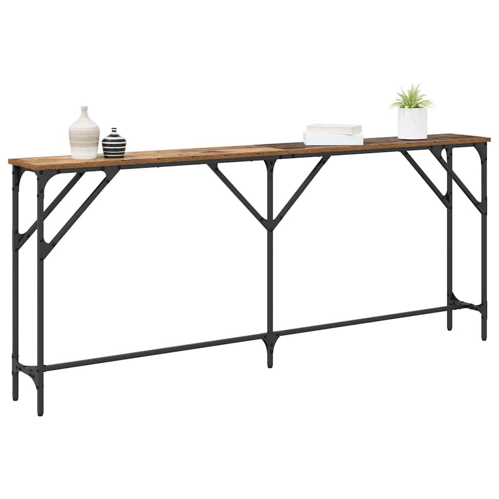 Konzolasztal öreg fa 180 x 23 x 75 cm műgyantás fa és fém