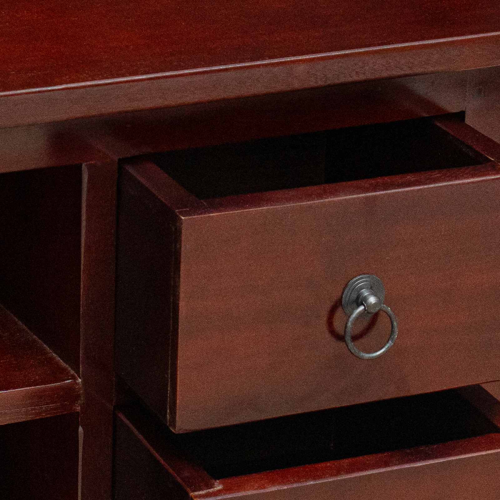 Tv szekrény fiókkal barna 100 x 40,5 x 46 cm tömör mahagóni fa