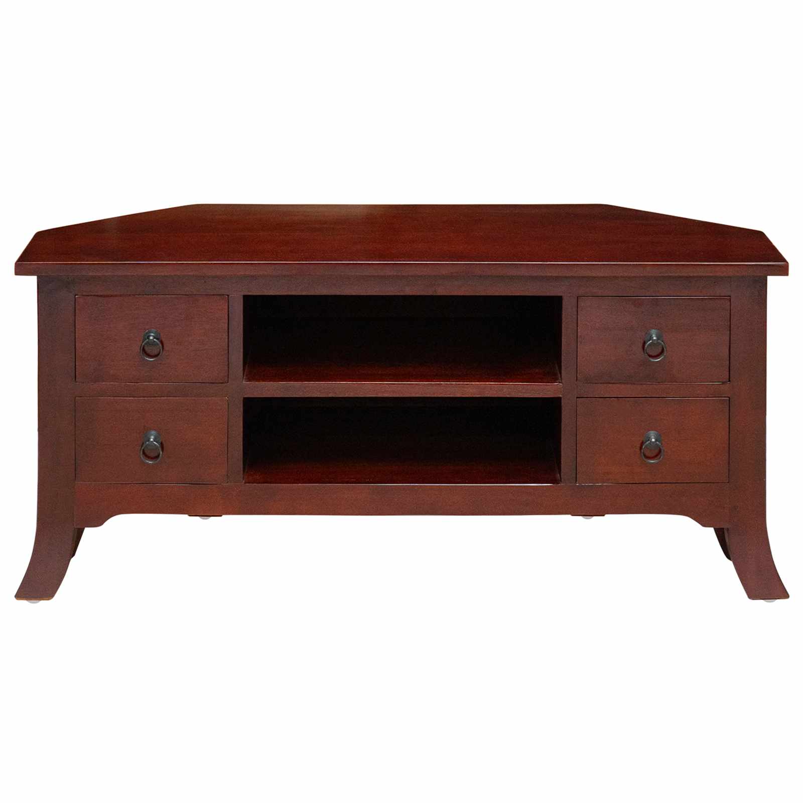 Tv szekrény fiókkal barna 100 x 40,5 x 46 cm tömör mahagóni fa