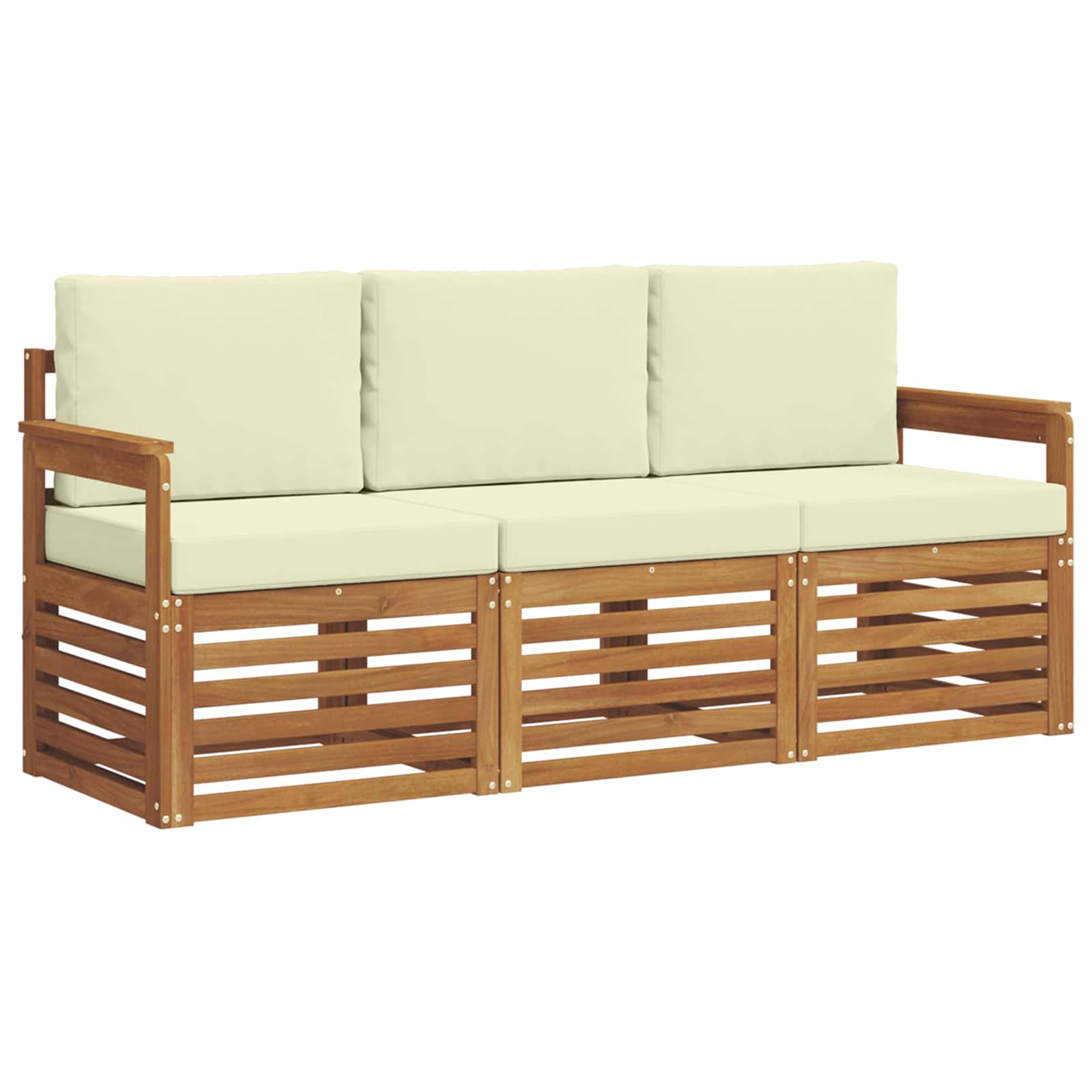 Ülőgarnitúrák 3 pcs természetes és krémszínű tömör akácfa