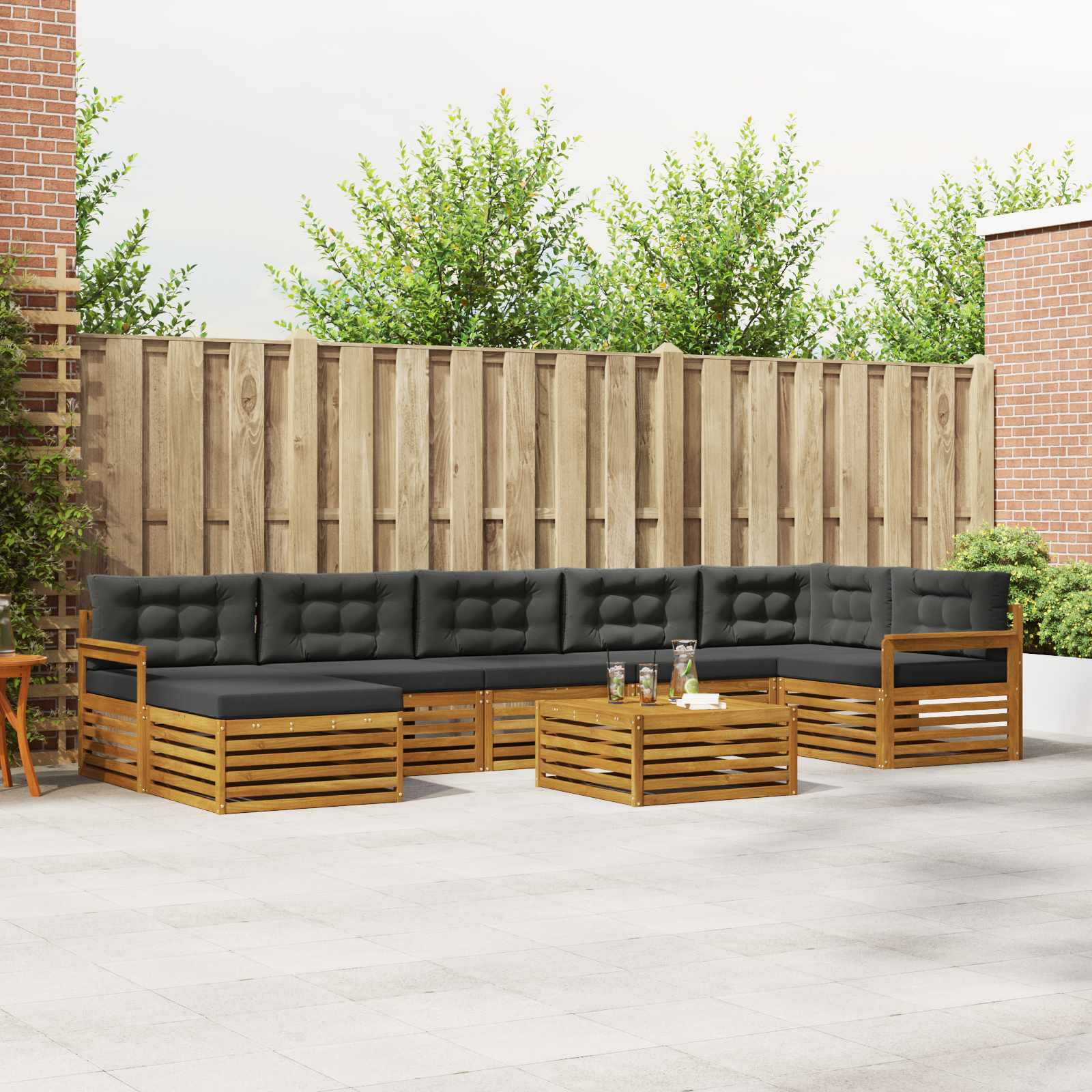 Ülőgarnitúrák 8 pcs természetes és antracit tömör akácfa