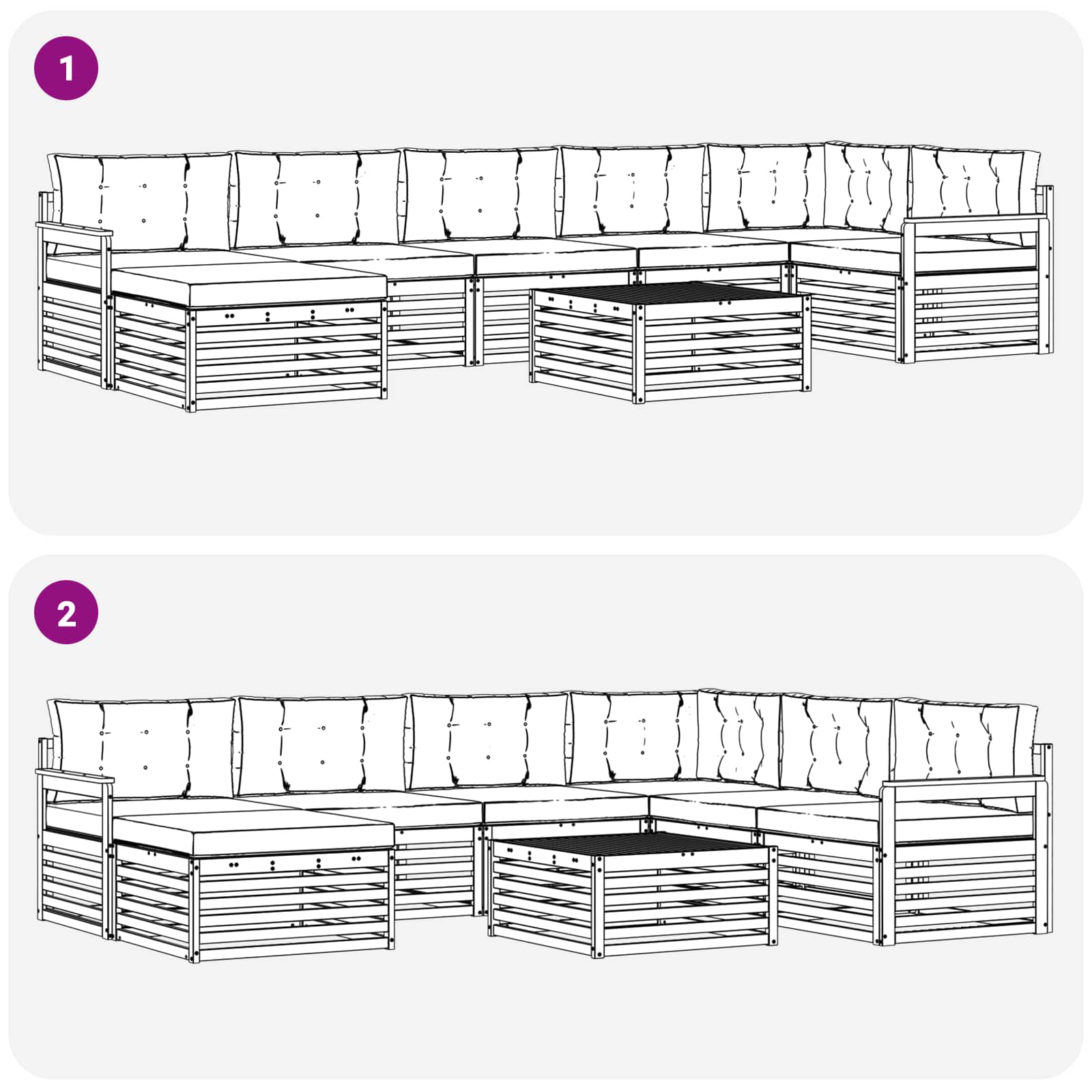 Ülőgarnitúrák 8 pcs természetes és antracit tömör akácfa