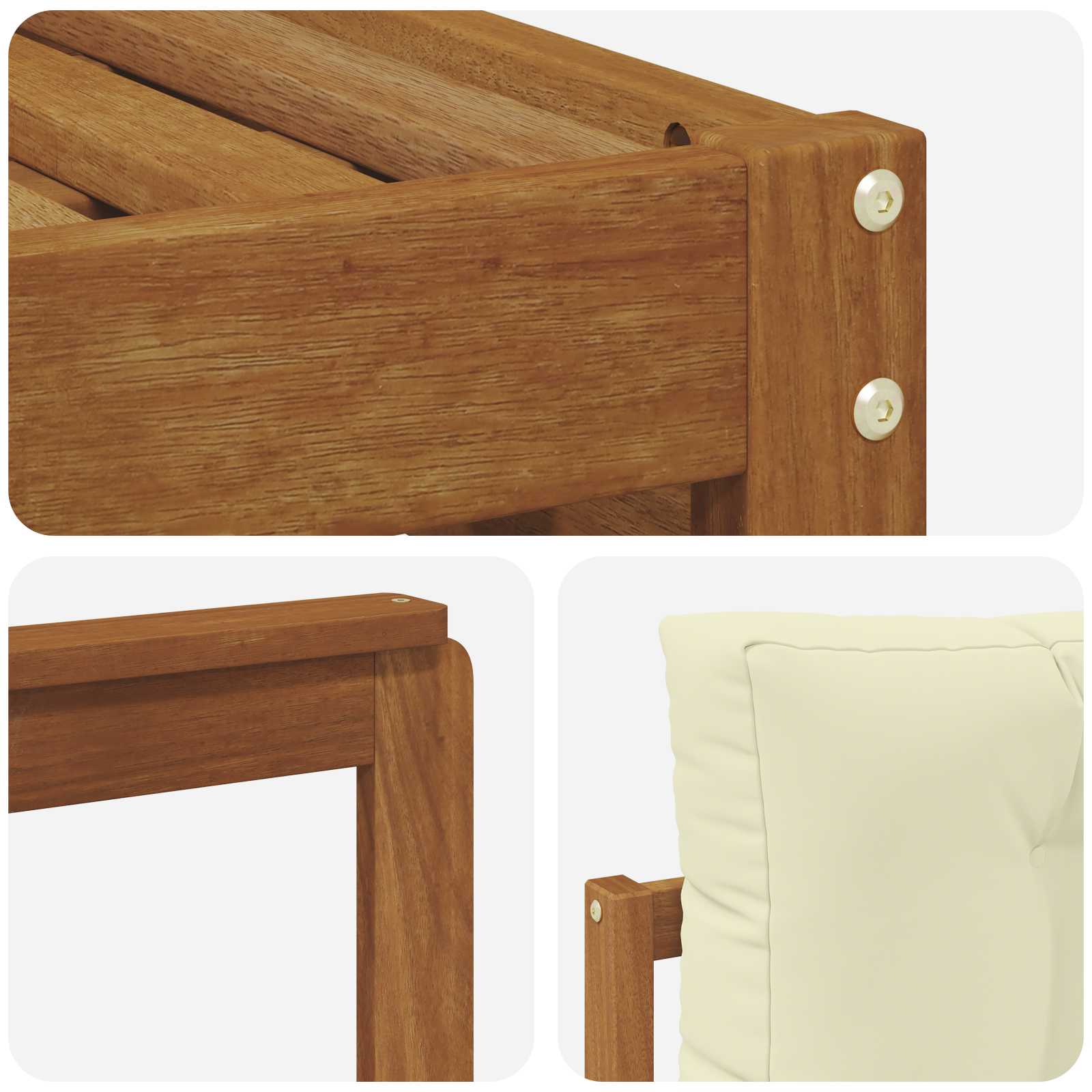 Ülőgarnitúrák 6 pcs természetes és krémszínű tömör akácfa