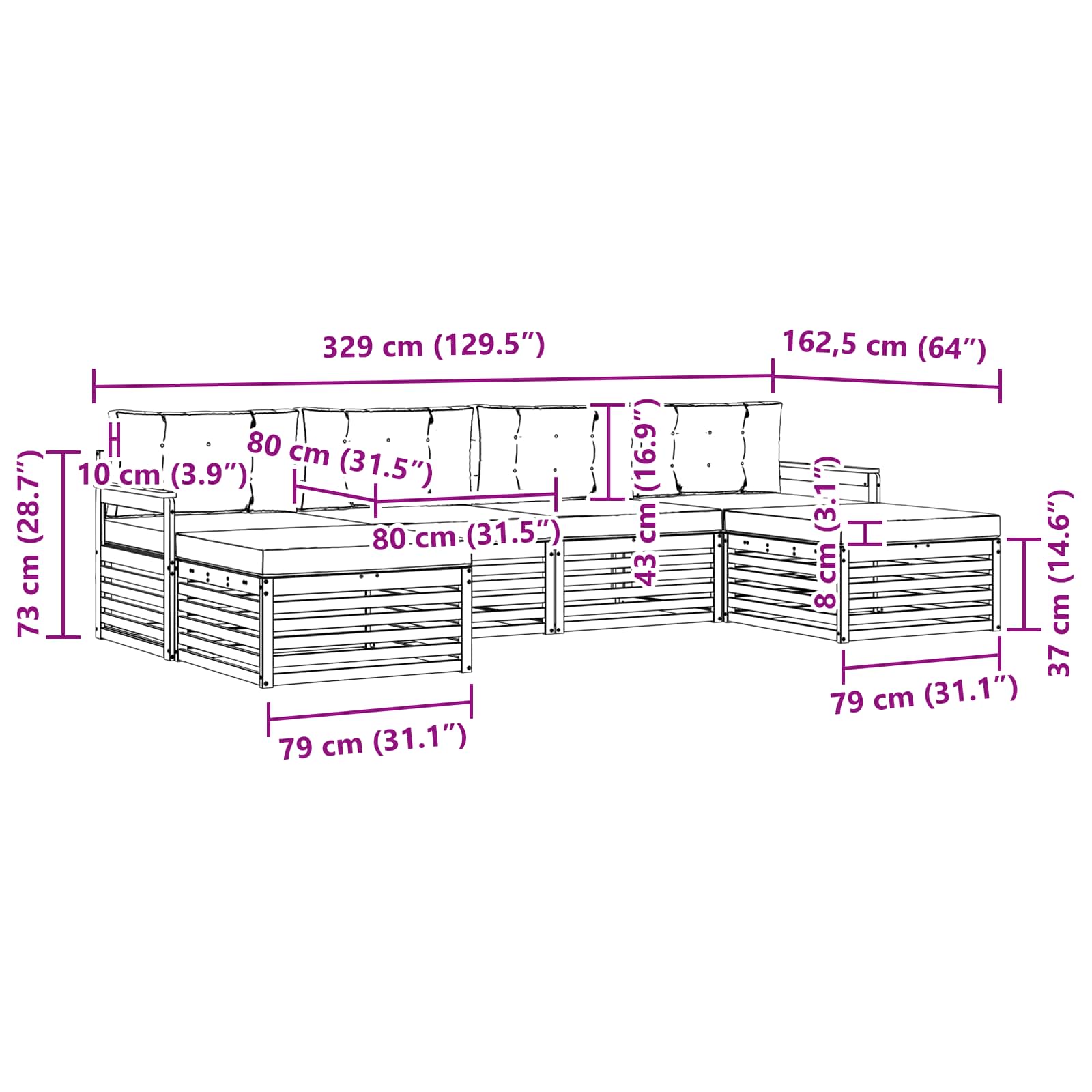Ülőgarnitúrák 6 pcs természetes és krémszínű tömör akácfa
