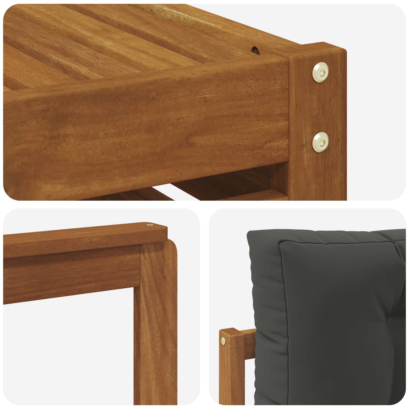 Ülőgarnitúrák 9 pcs természetes és antracit tömör akácfa