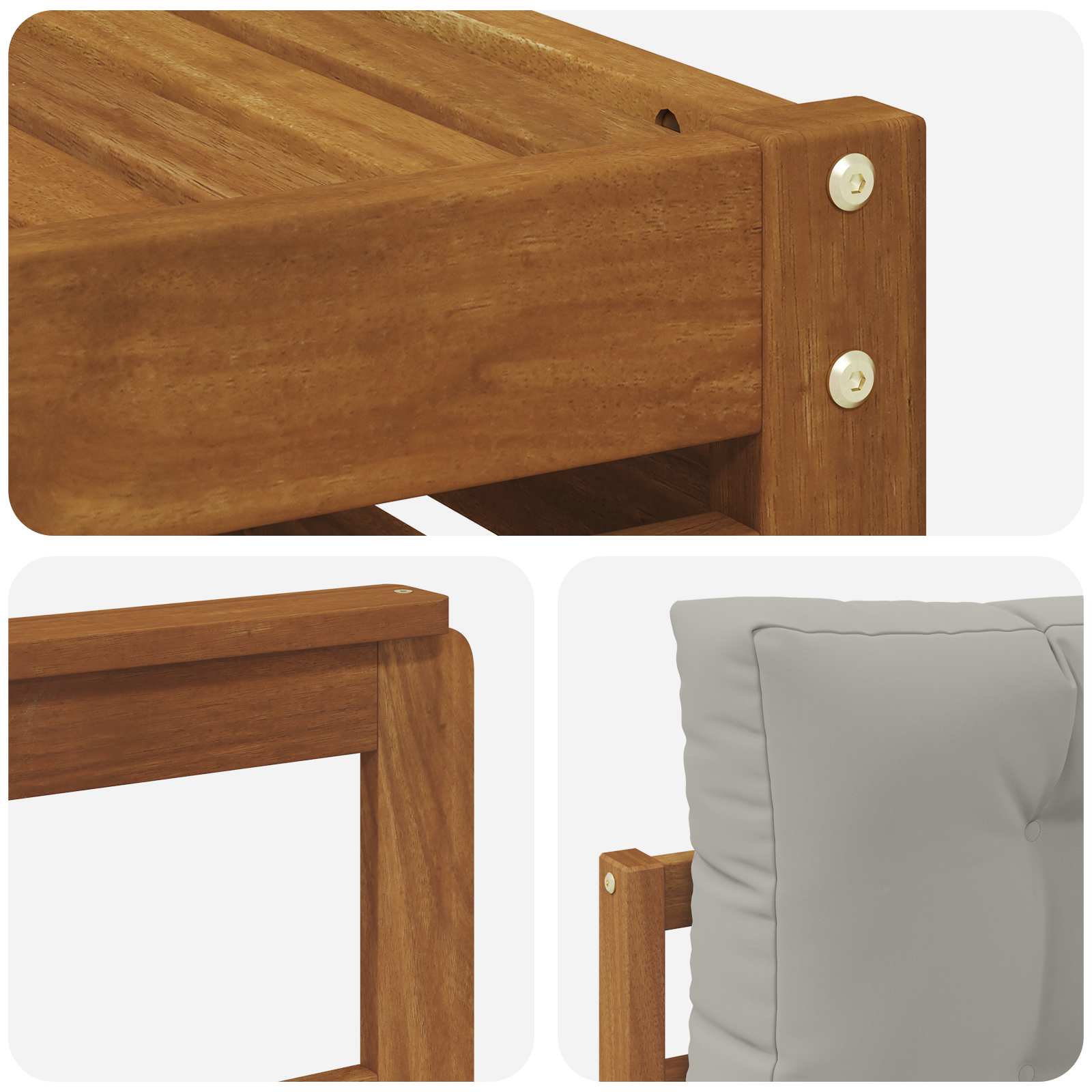 Ülőgarnitúrák 11 pcs természetes és világosszürke tömör akácfa