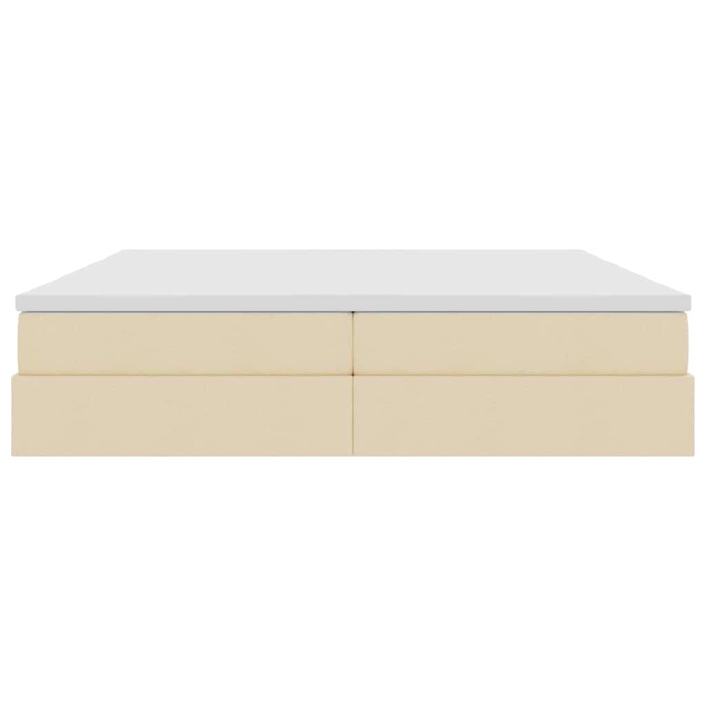 Ágy tárolóval és matraccal krém 200 x 200 cm poliészter