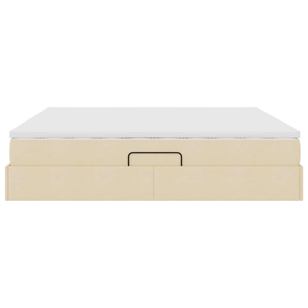 Ágy tárolóval és matraccal krém 200 x 200 cm poliészter