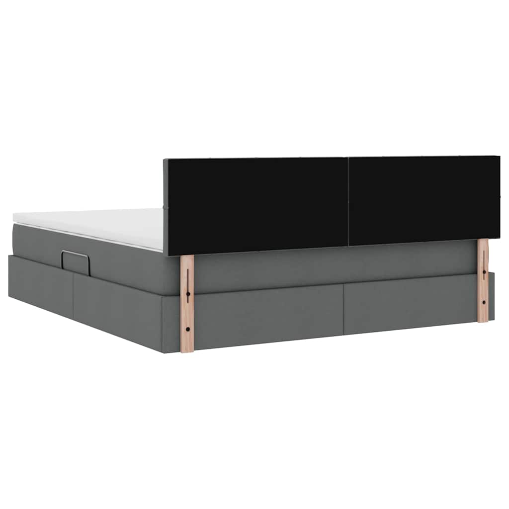 Ágy tárolóval és matraccal sötétszürke 160 x 200 cm faanyag