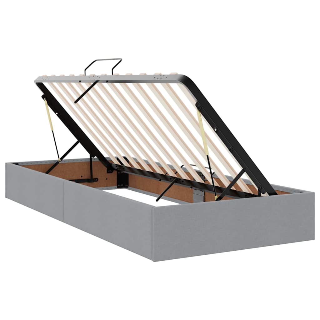 Ágy tárolóval és matraccal világosszürke 90 x 200 cm faanyag