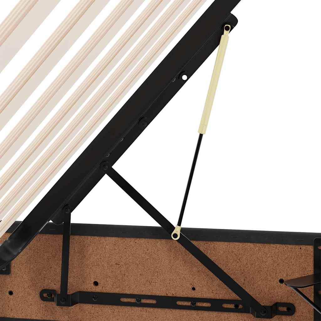 Tárolós ágy matracmal fejtámlával fekete 200 x 200 cm bársony