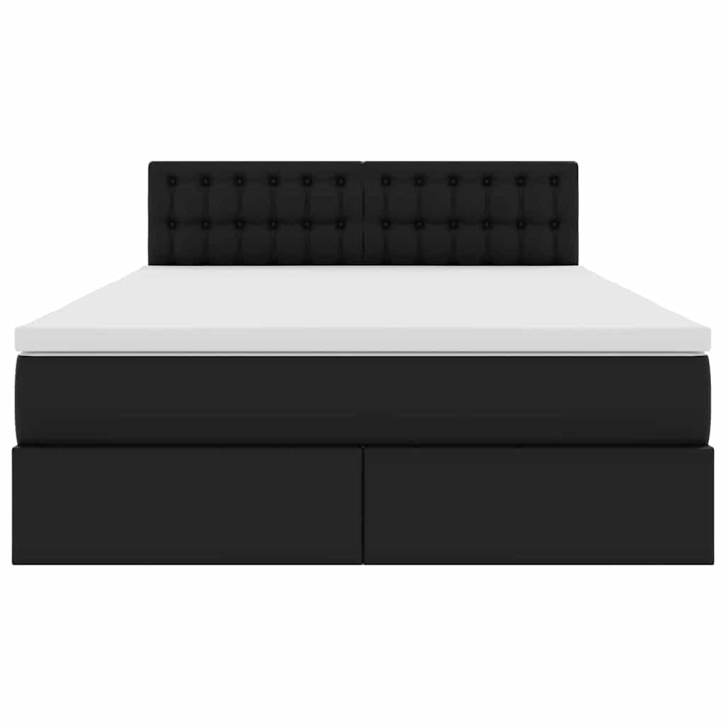Ágy led -es lámpákkal fejtámlával fekete 140 x 200 cm pvc