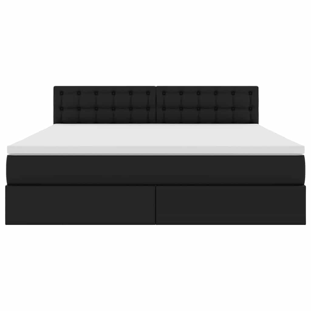 Ágy led -es lámpákkal fejtámlával fekete 160 x 200 cm pvc
