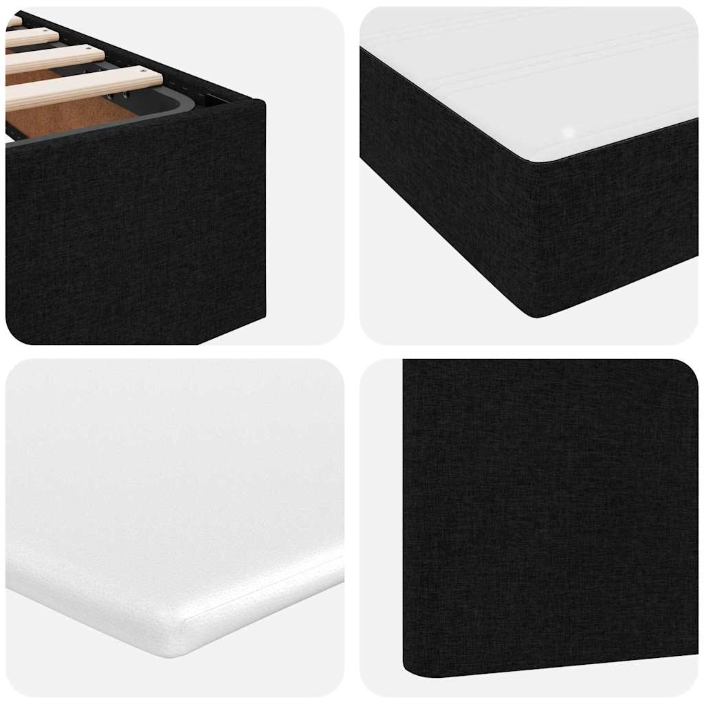 Ágy led -es lámpákkal fejtámlával fekete 120 x 200 cm szövet