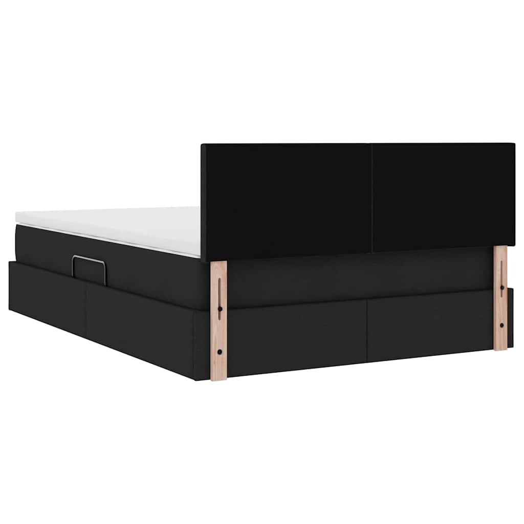 Ágy led -es lámpákkal fejtámlával fekete 140 x 200 cm szövet