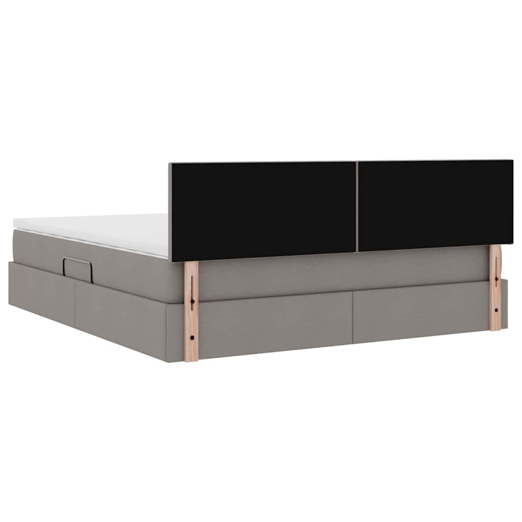 Ágy tárolóval és led lámpával tópszínű 160 x 200 cm szövet