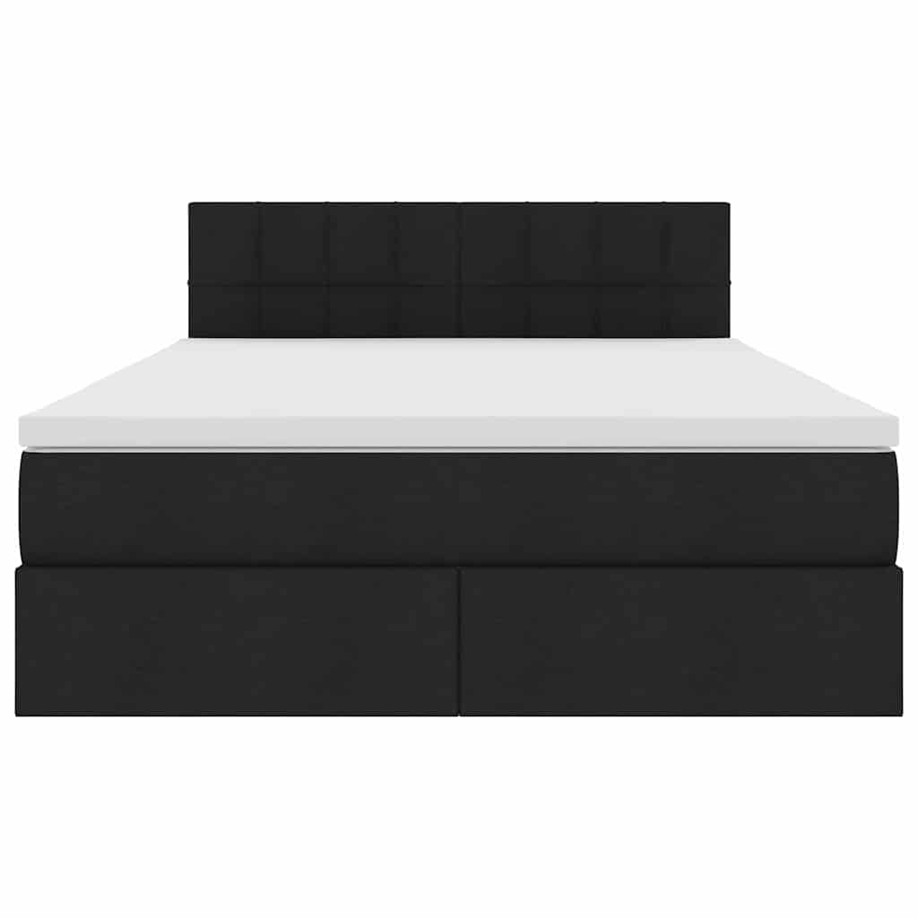 Ágy led -es lámpákkal fejtámlával fekete 140 x 200 cm szövet