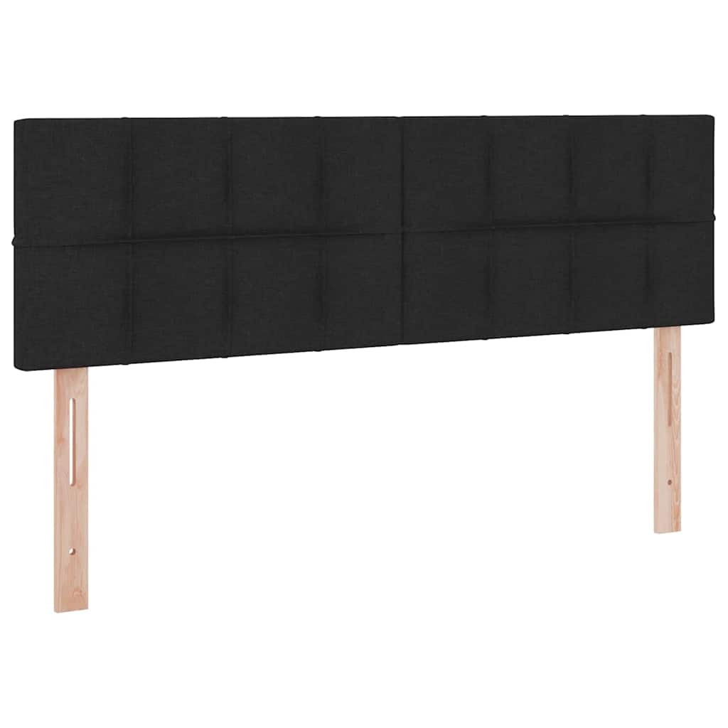 Ágy led -es lámpákkal fejtámlával fekete 140 x 200 cm szövet