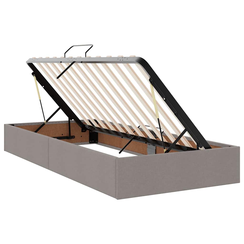 Ágy tárolóval és led lámpával tópszínű 100 x 200 cm szövet