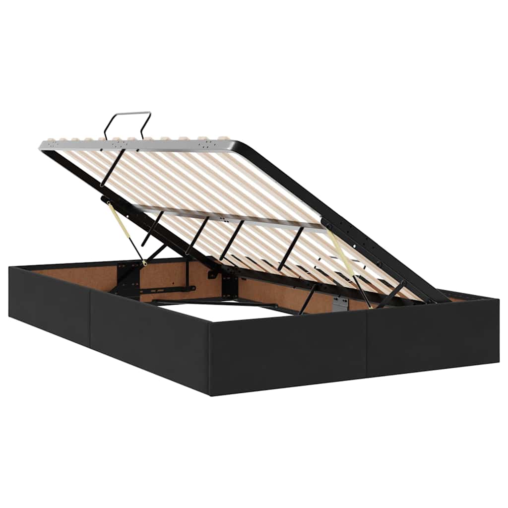 Ágy led -es lámpákkal fejtámlával fekete 120 x 200 cm bársony