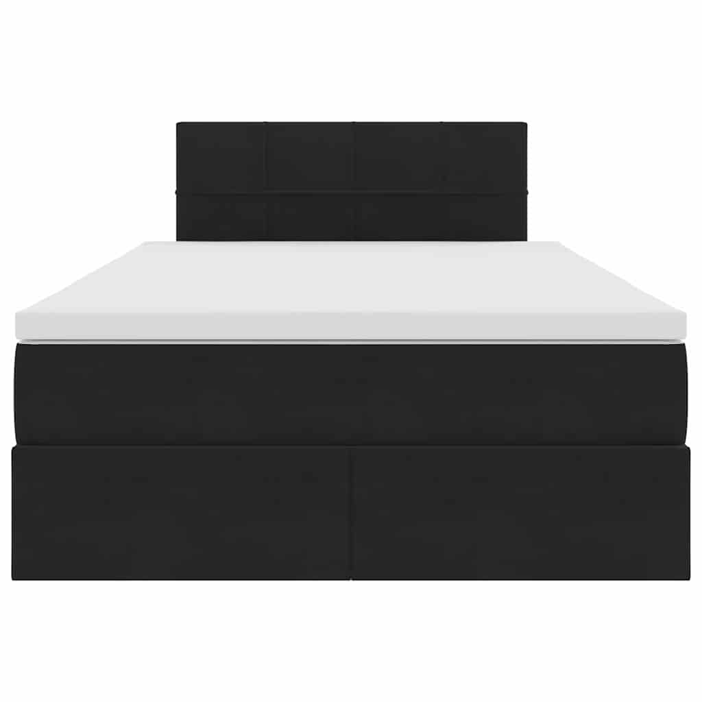 Ágy led -es lámpákkal fejtámlával fekete 120 x 200 cm bársony