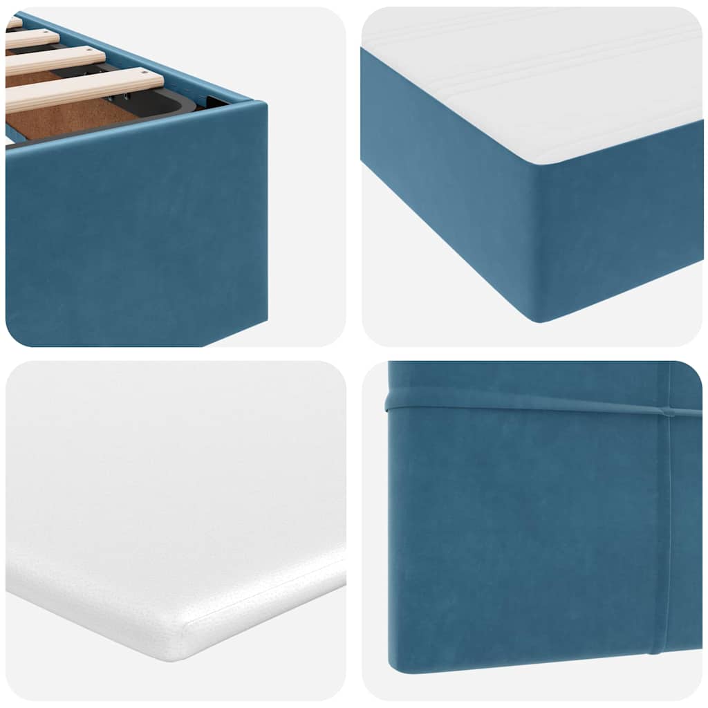 Ágy led -es lámpákkal tárolóval sötét kék 120 x 200 cm bársony