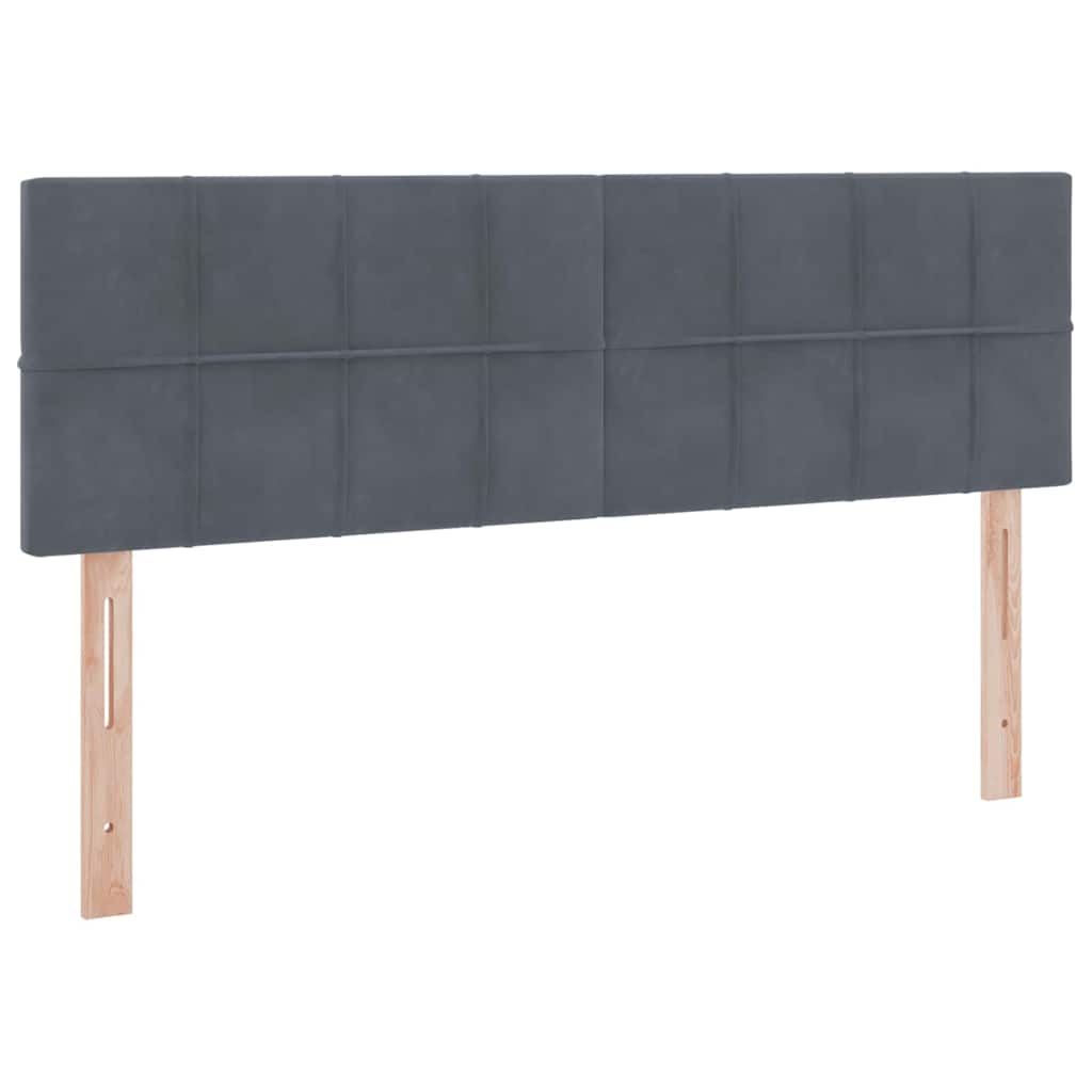 Ágy led -es lámpákkal sötétszürke 140 x 200 cm bársony