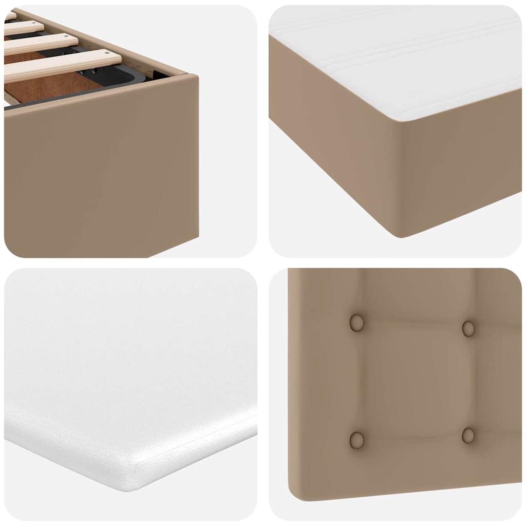 Tárolós ágy matracmal fejtámlával kávé 120 x 200 cm műbőr