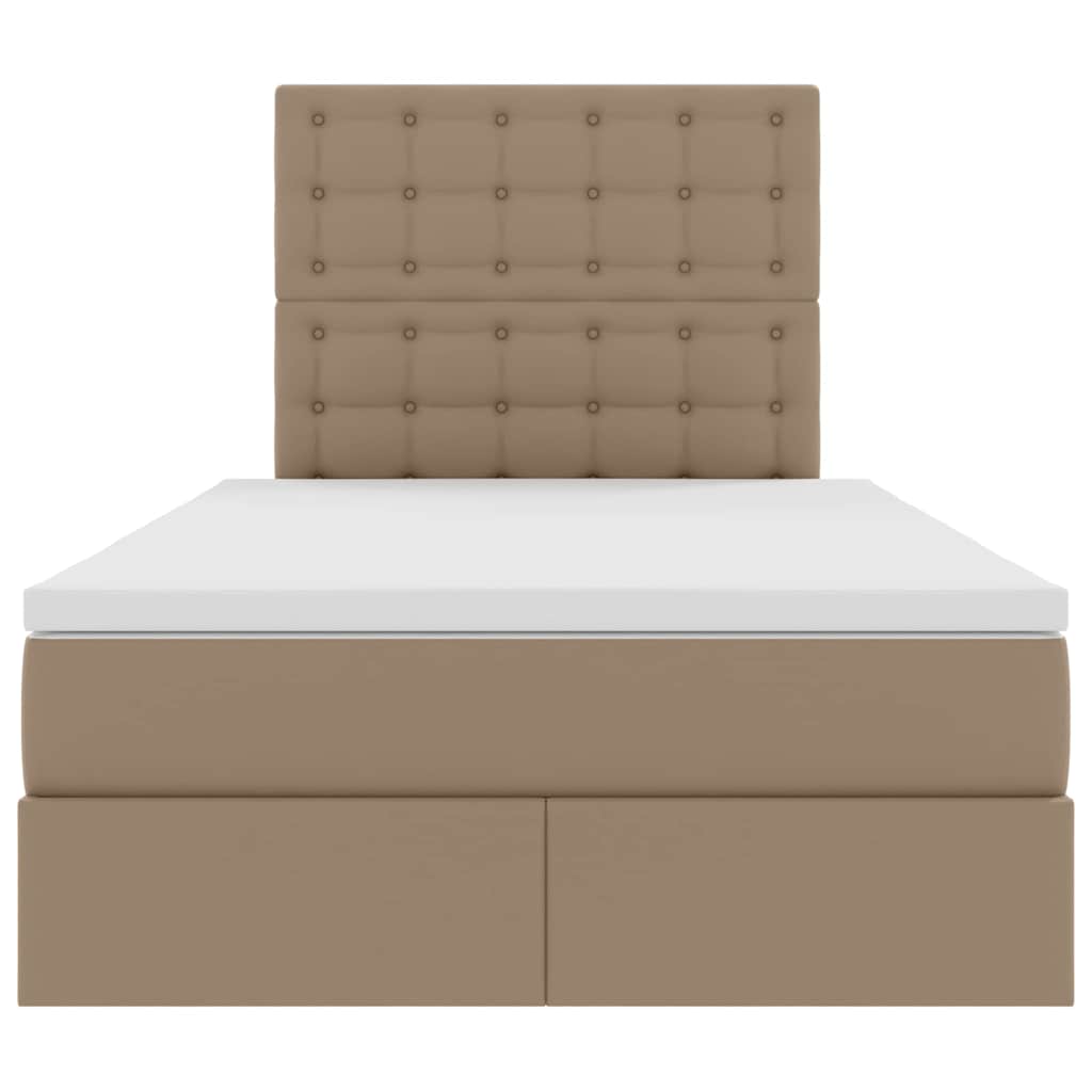 Tárolós ágy matracmal fejtámlával kávé 120 x 200 cm műbőr