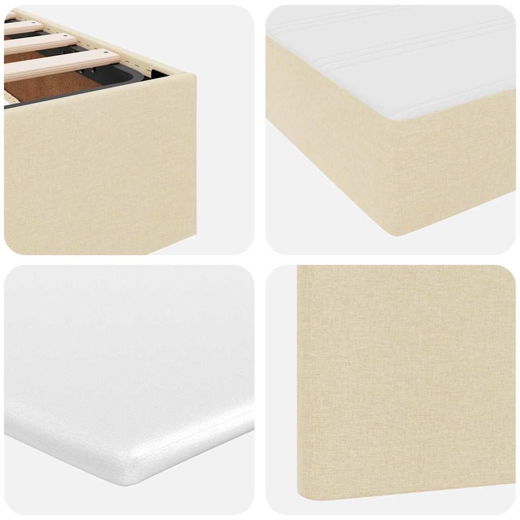 Ágy tárolóval és matraccal krém 100 x 200 cm poliészter