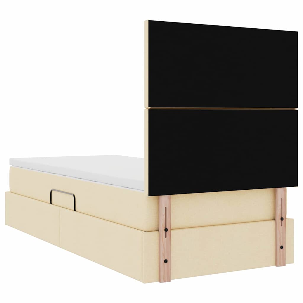 Ágy tárolóval és matraccal krém 100 x 200 cm poliészter