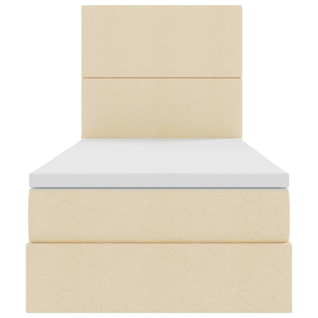 Ágy tárolóval és matraccal krém 100 x 200 cm poliészter