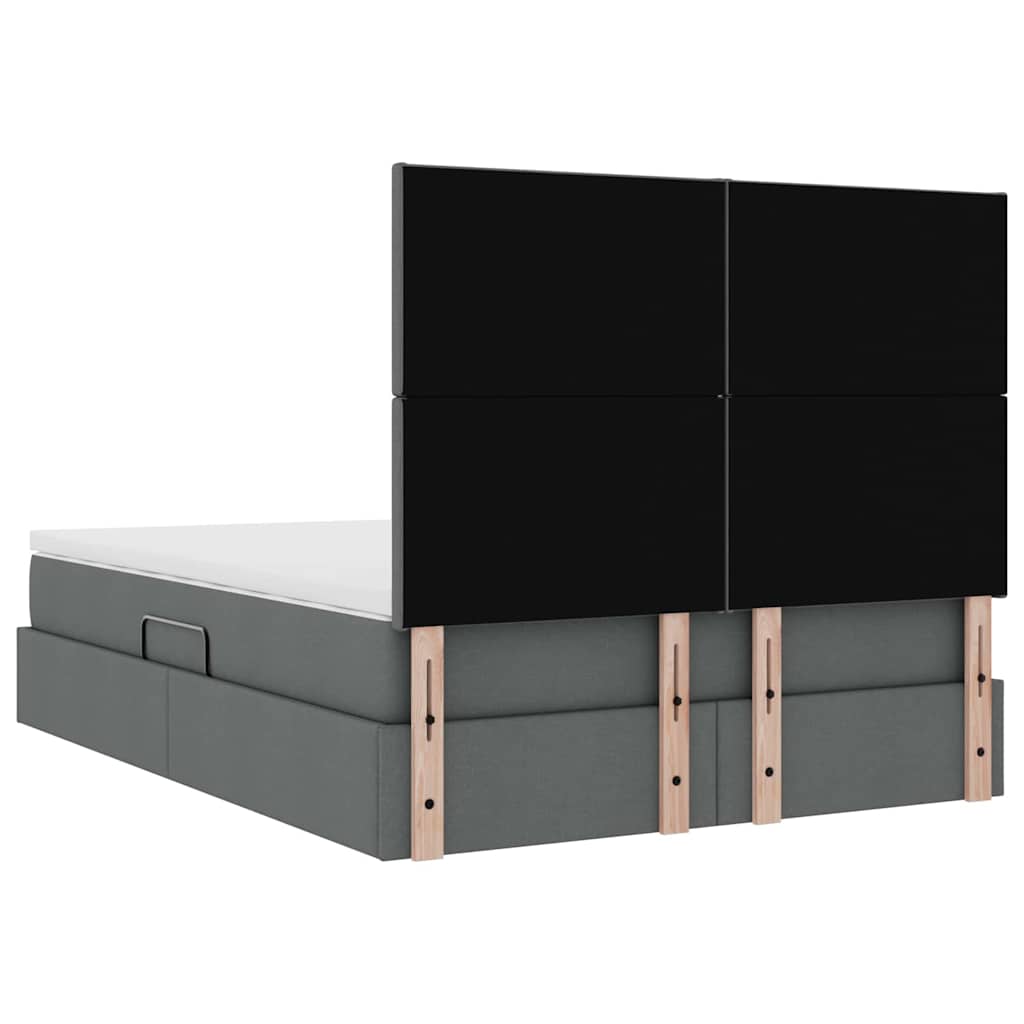 Tárolós ágy matracmal tárolóval sötétszürke 140 x 200 cm műbőr