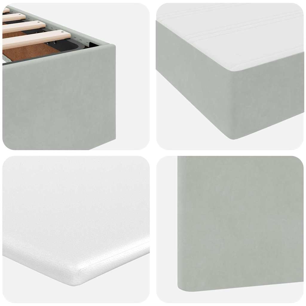 Ágy tárolóval és matraccal világosszürke 90 x 190 cm bársony