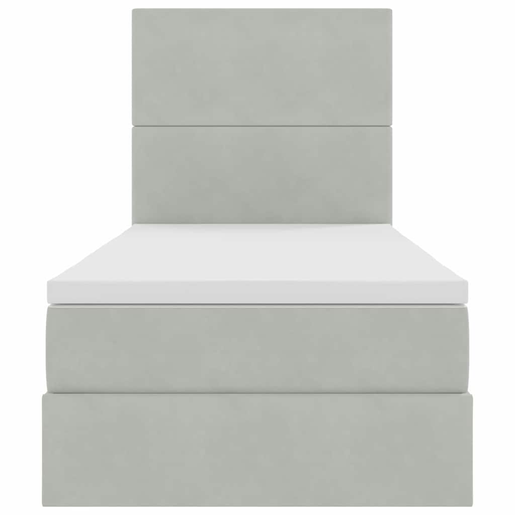 Ágy tárolóval és matraccal világosszürke 90 x 190 cm bársony