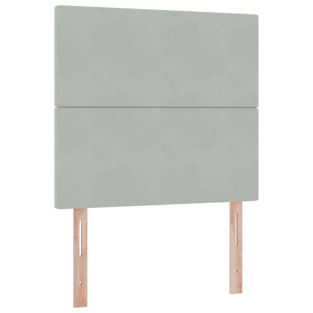 Ágy tárolóval és matraccal világosszürke 90 x 190 cm bársony