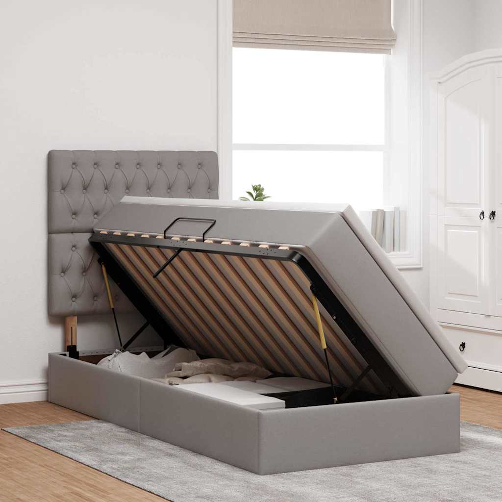 Ágy tárolóval és led lámpával tópszínű 90 x 190 cm poliészter