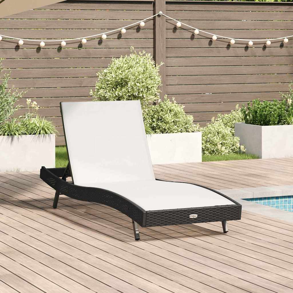 Napozó fekete és fehér 197 x 70 x 82 cm polirattan