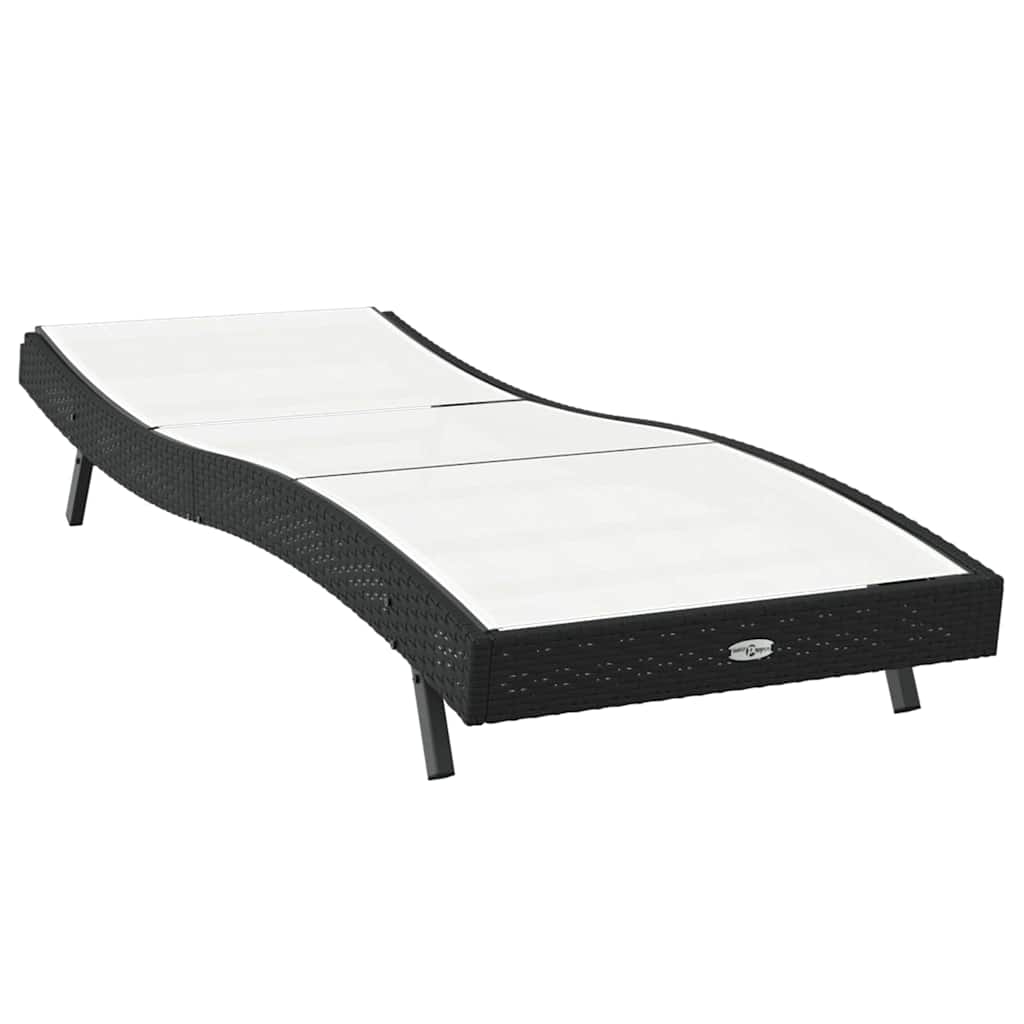 Napozó fekete és fehér 197 x 70 x 82 cm polirattan