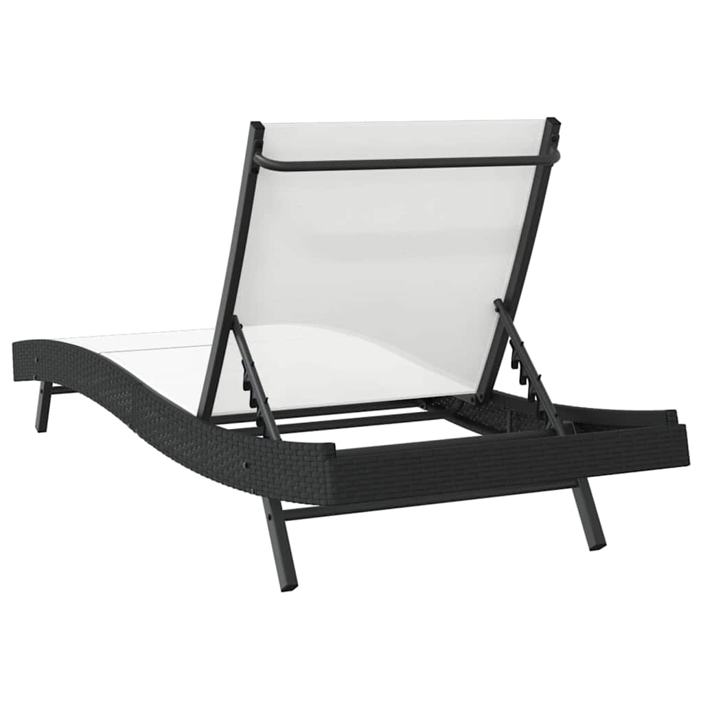 Napozó fekete és fehér 197 x 70 x 82 cm polirattan