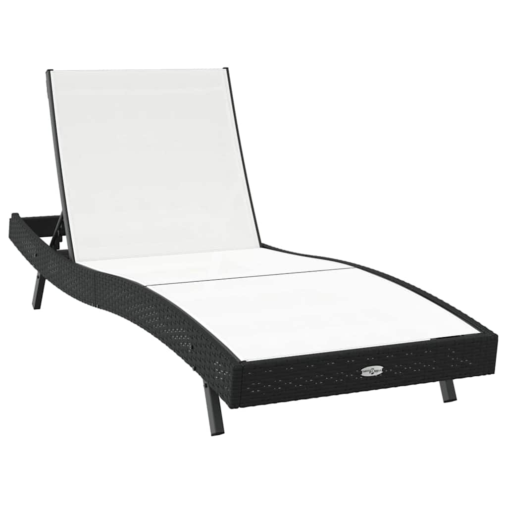 Napozó fekete és fehér 197 x 70 x 82 cm polirattan